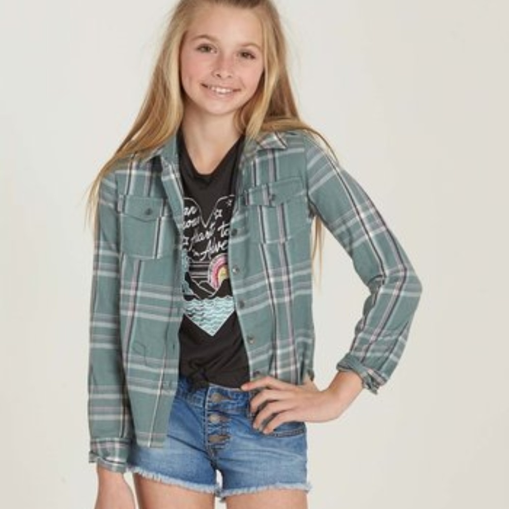 BILLABONG Girls plaid button down